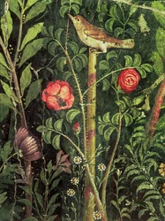 Pintura de parede de um pássaro em um jardim, Pompéia, século I dC